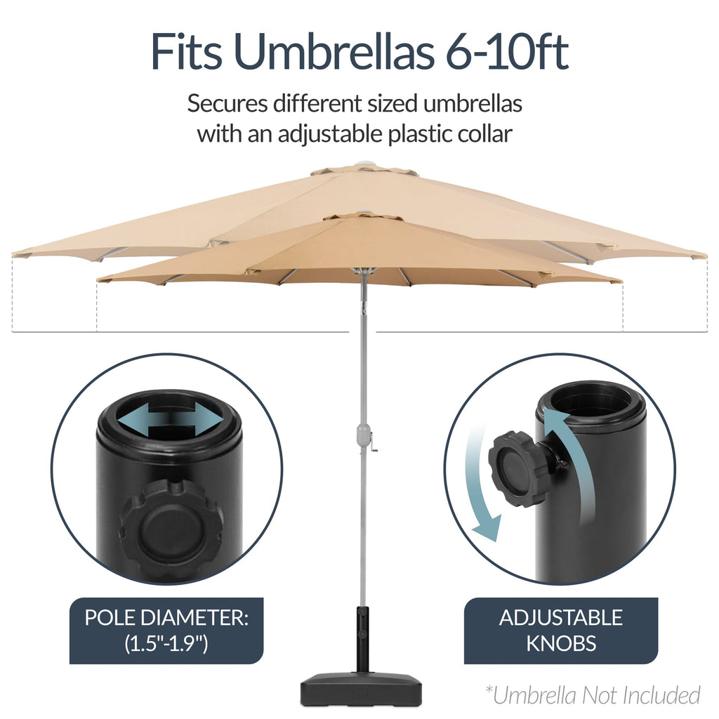 Best Choice Products Fillable Plastic Patio Umbrella Base Stand, Pole Holder w/ Adjustment Knob, Asscher Design - Black