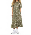 Pressed Daisy Shirt Dress In Khaki