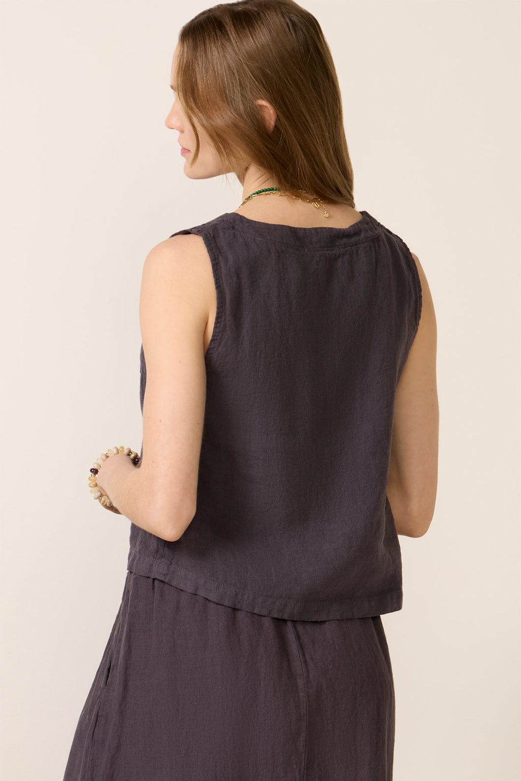 Women's V Neck Linen Tank Top