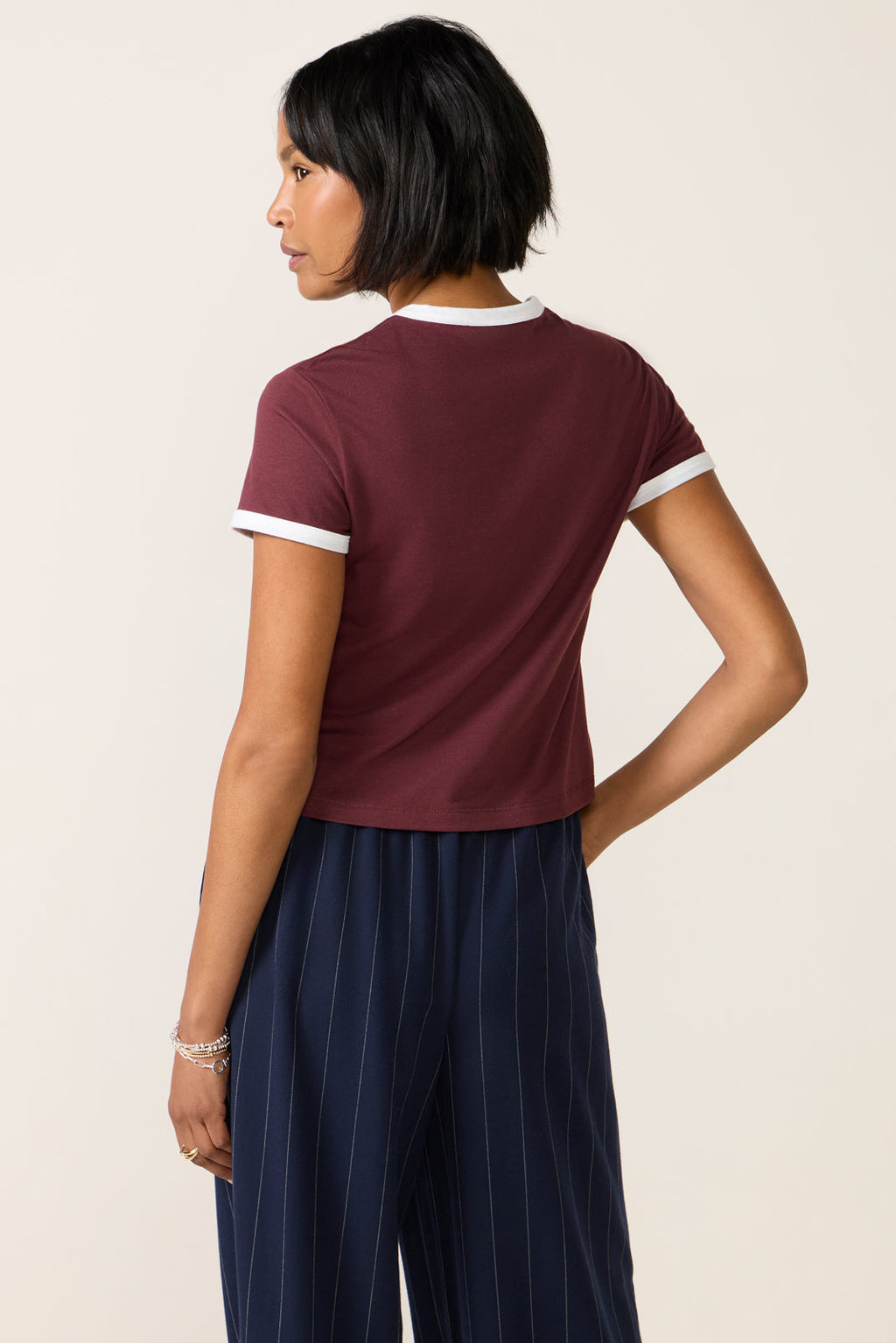 Women's Chest Logo Cropped Ringer T-Shirt