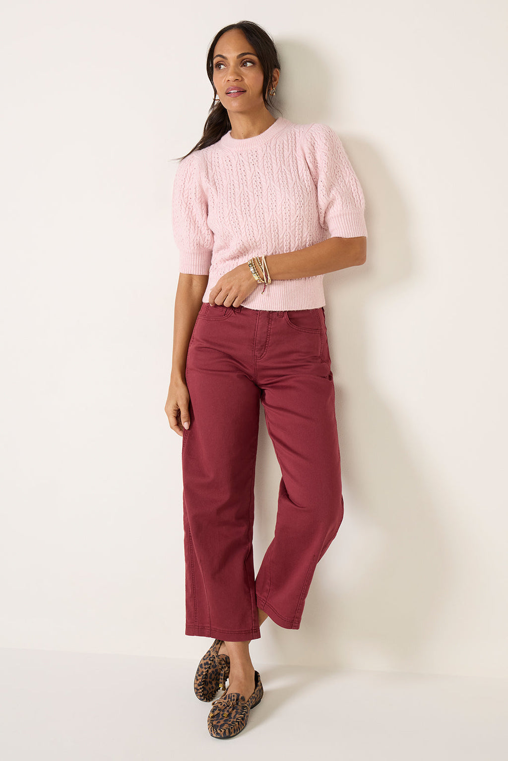 Women's Mason Puff Sleeve Cable Sweater Top