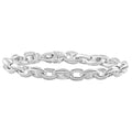 Men's Steel Single Tone Double Hole Oval Clasp 7mm Link  8.5 " Bracelet