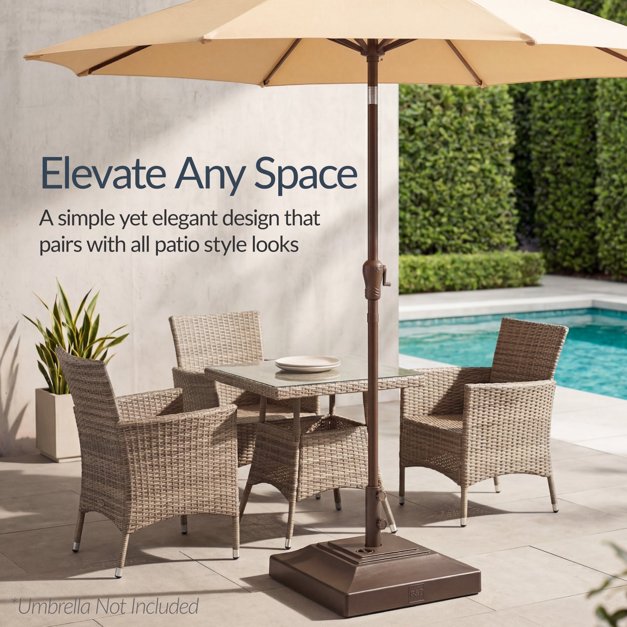 Best Choice Products Fillable Plastic Patio Umbrella Base Stand, Pole Holder w/ Adjustment Knob, Pyramid Design - Brown
