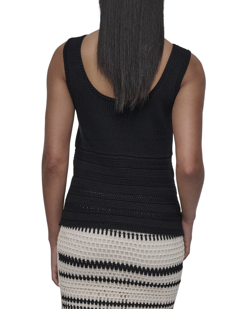 DKNY Cotton V-Neck Crochet Sweater