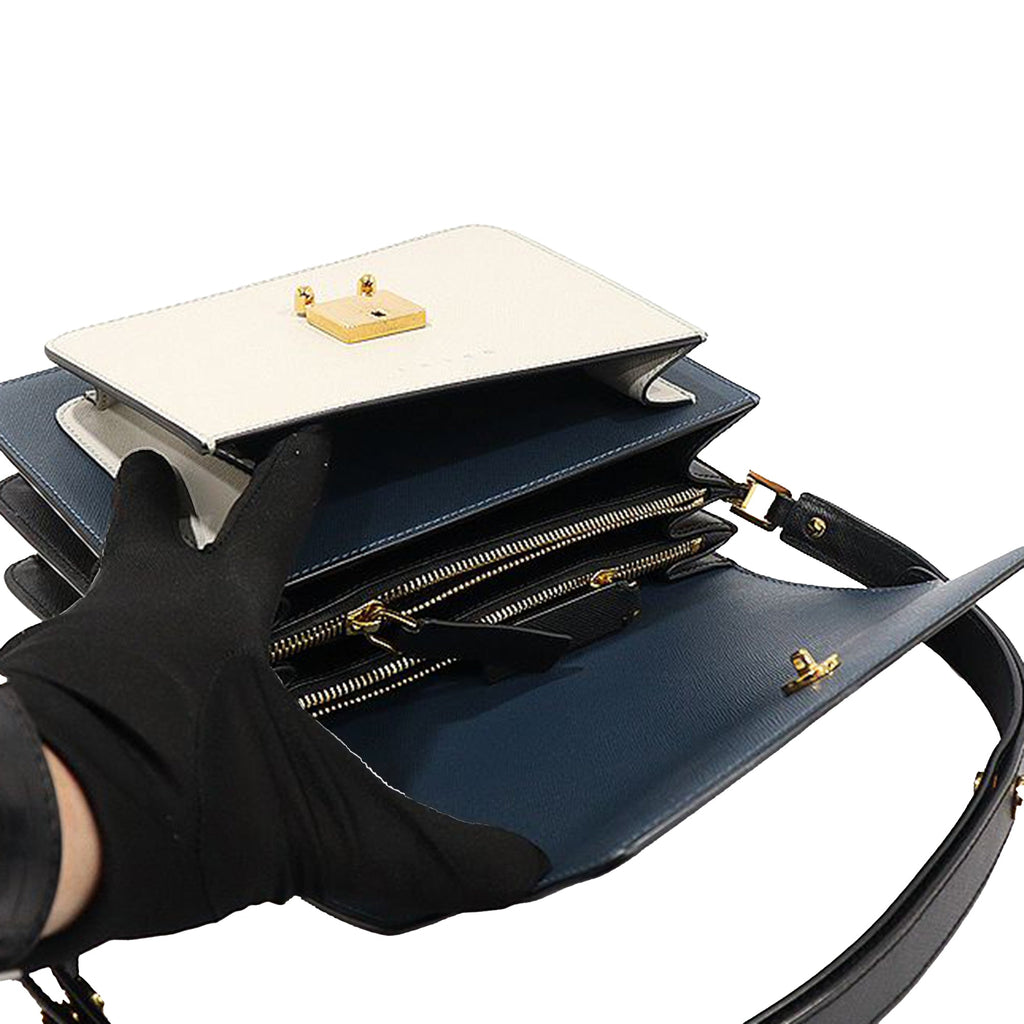 Multi Color Saffiano Gold Plated Trunk Medium Shoulder Bag
