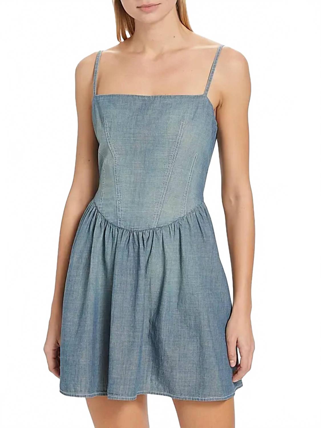 Chambray Gathered Dress In Paradise Cove