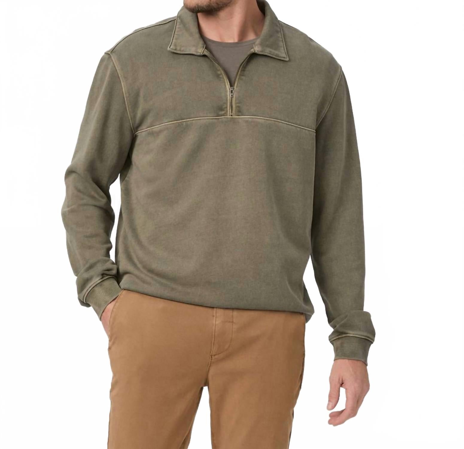 Davion Quarter Zip Pullover In Vintage White Sage