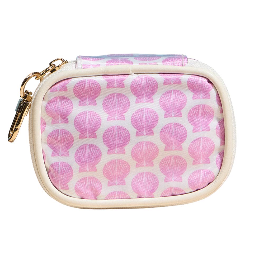 Shell Pattern Print Mini Zip Keychain Pouch Bag