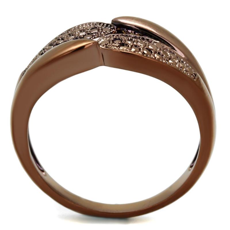 IP Coffee light Brass Ring with AAA Grade CZ in Light Coffee