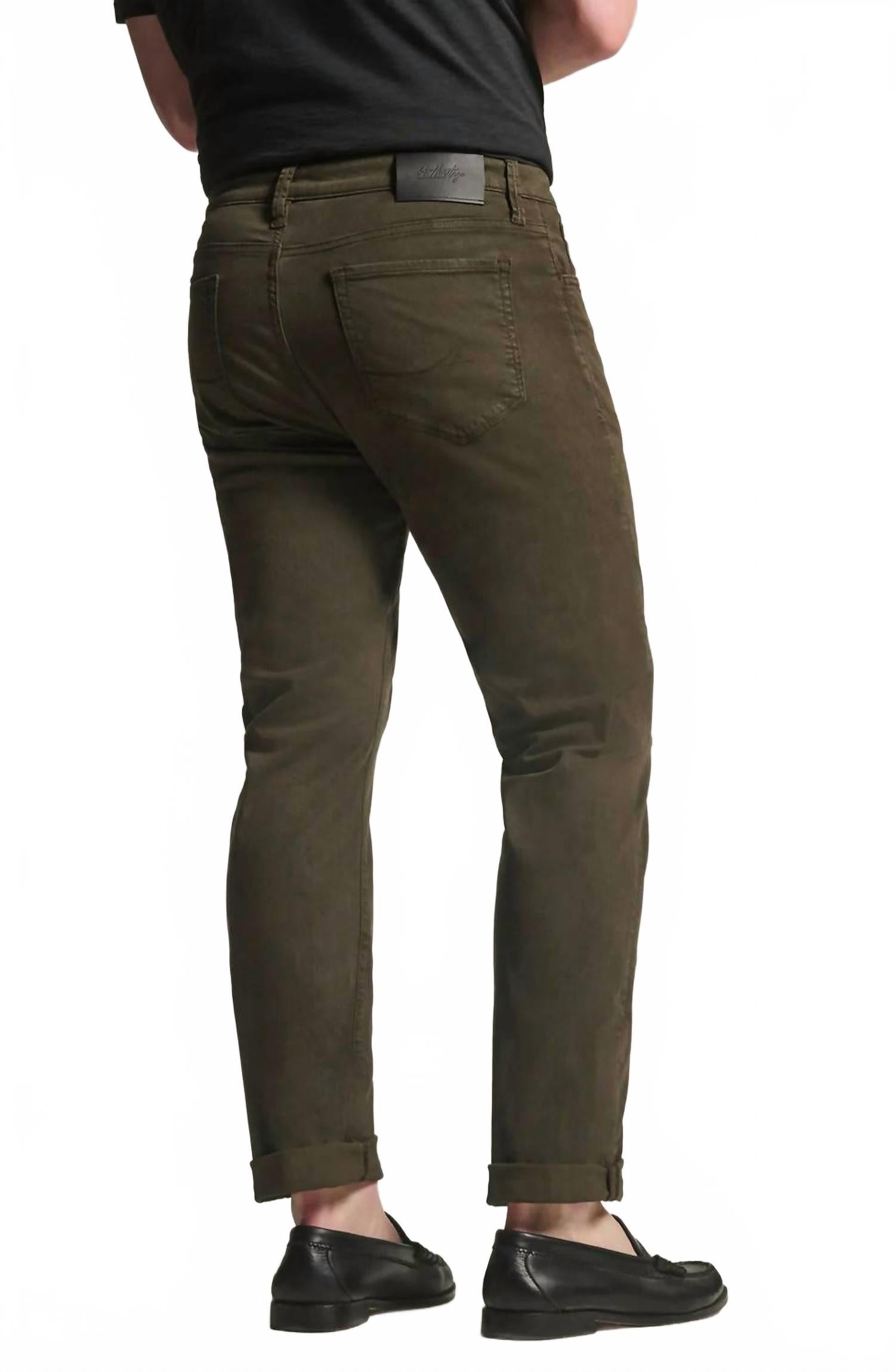 Charisma Relaxed Straight Twill Pants In Cactus Green
