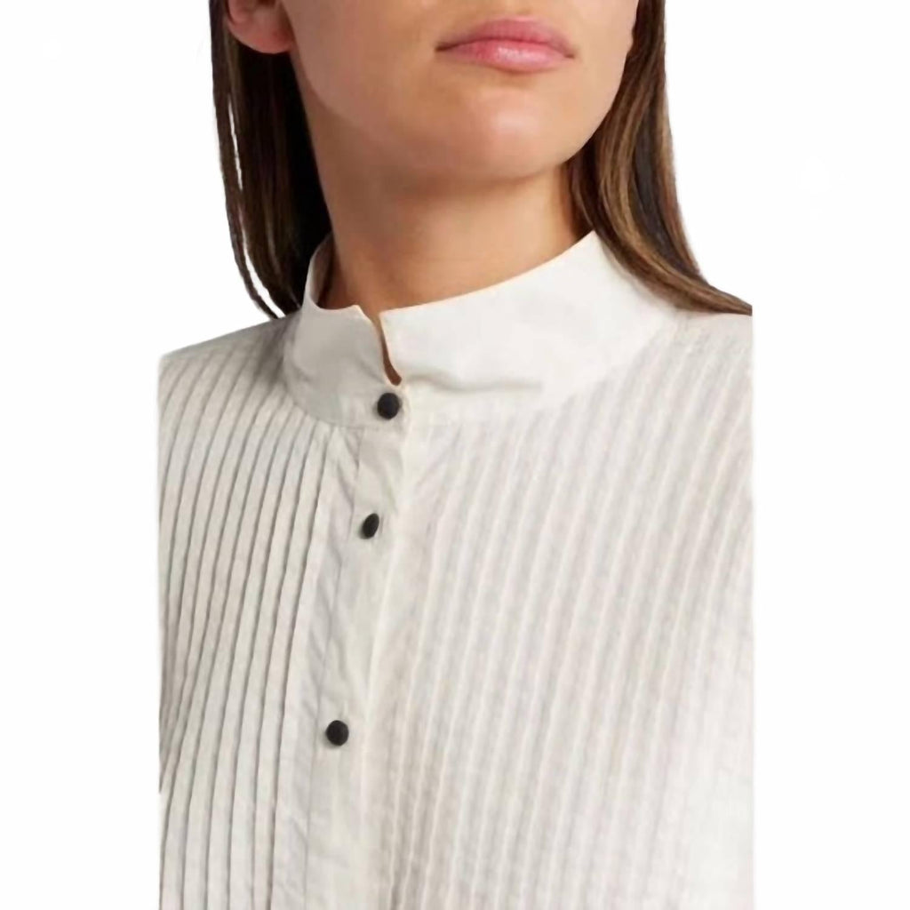 Pleated Tux Top In White