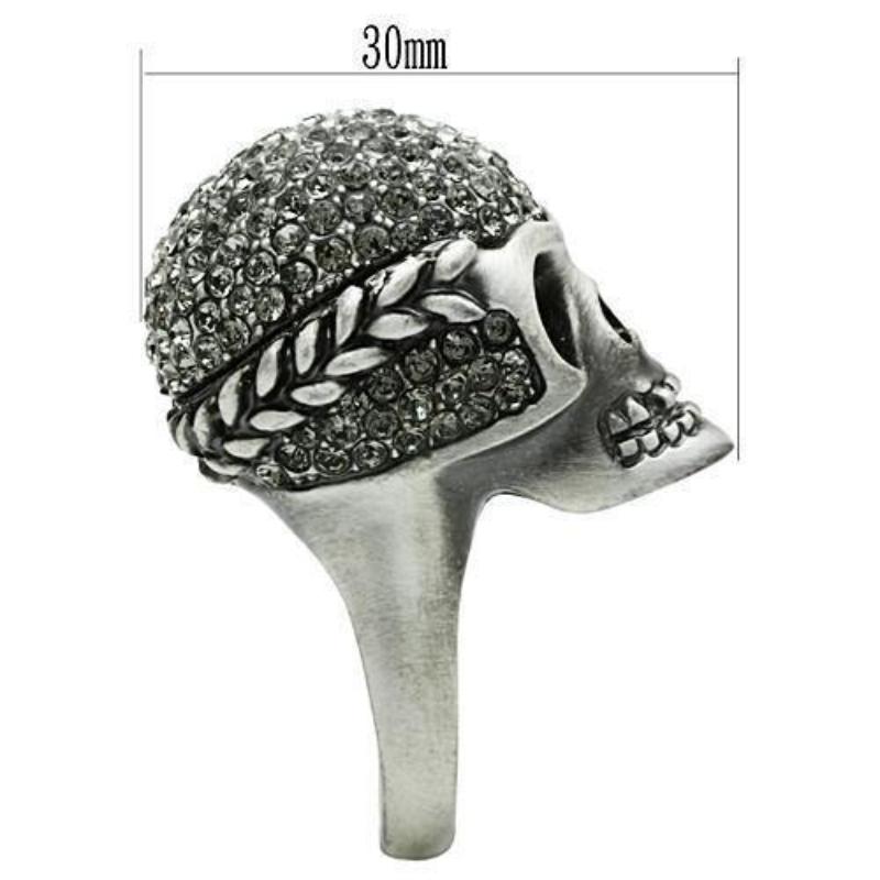 Antique Silver White Metal Ring with Top Grade Crystal in Black Diamond