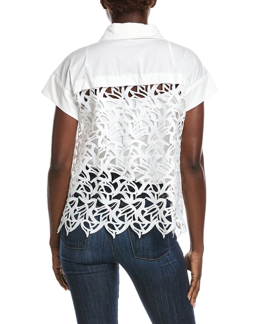 Gracia Hollow-Out Lace Embroidered Front Pocket Top