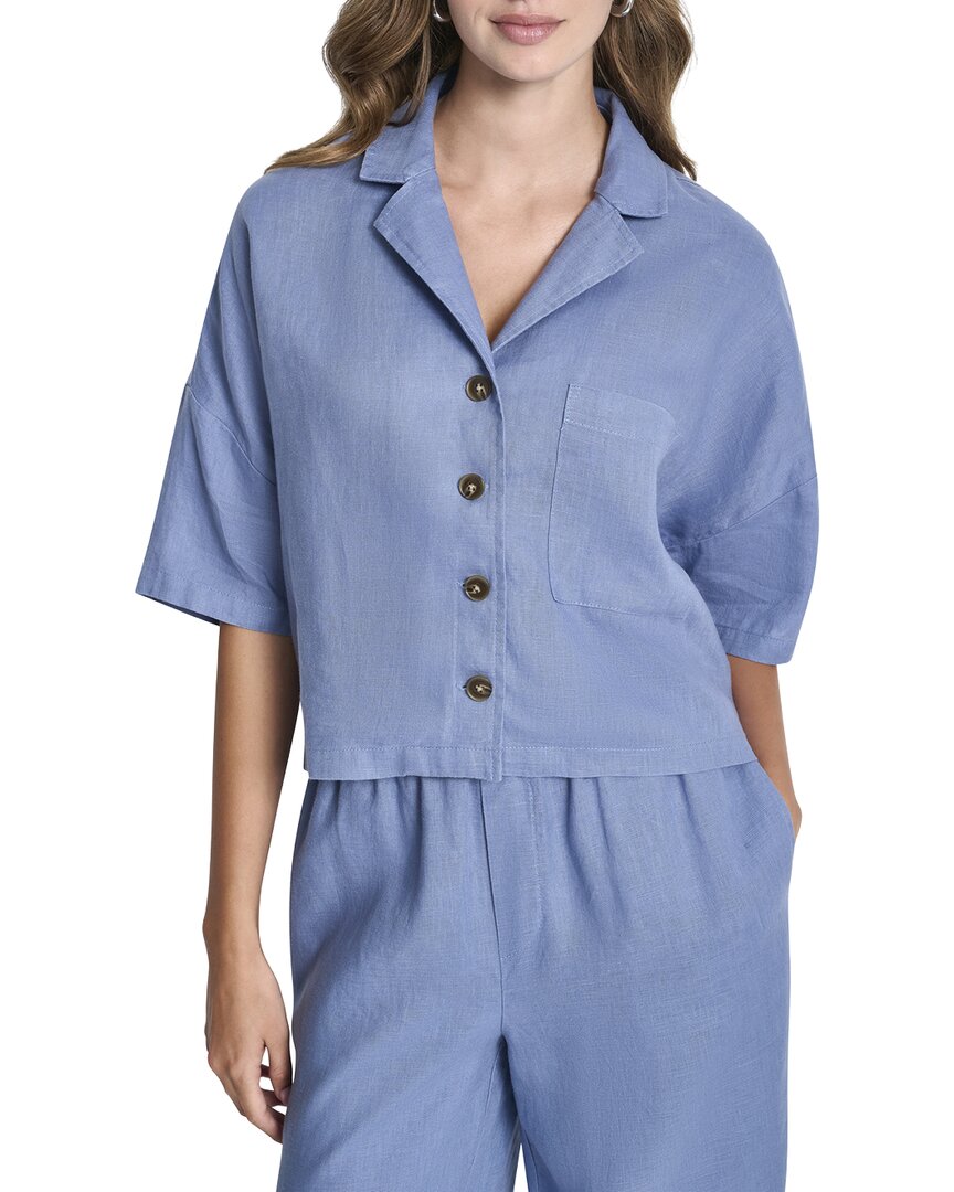 DKNY Convertible Collar Linen Shirt