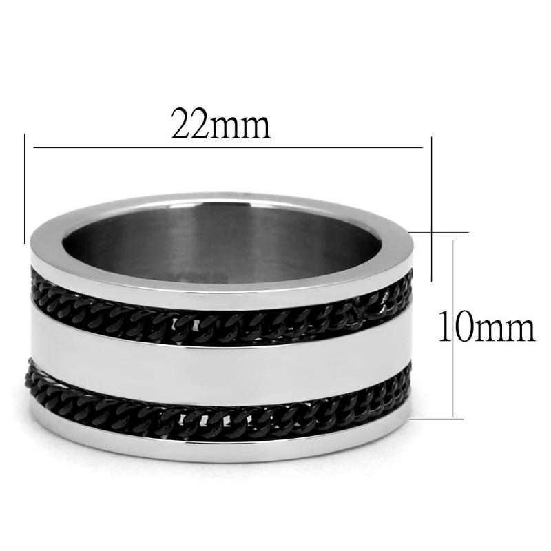 High polished (no plating) Stainless Steel Ring with Epoxy in Jet