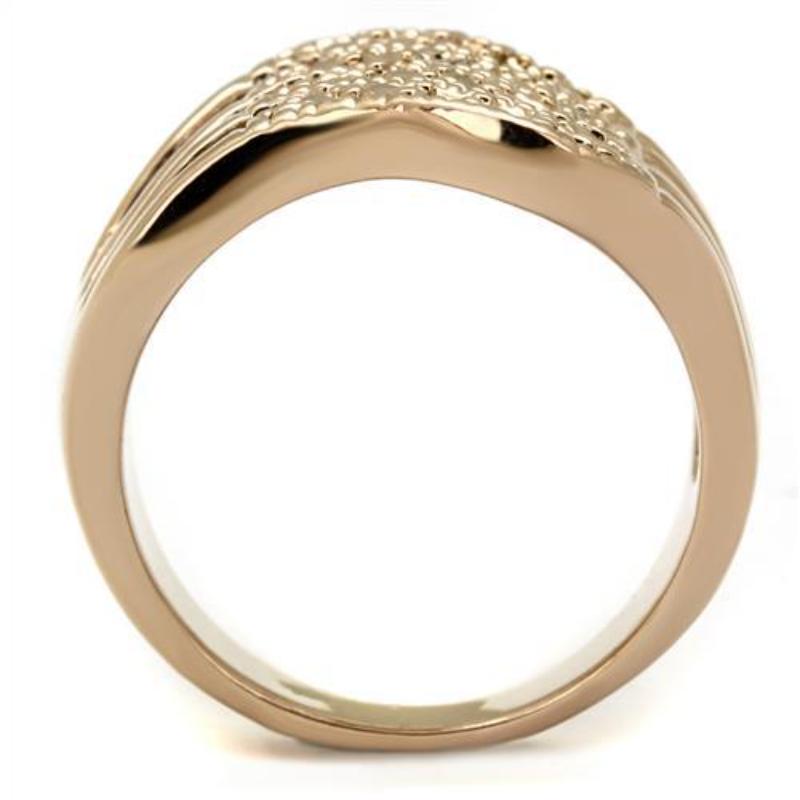 IP Rose Gold(Ion Plating) Brass Ring with AAA Grade CZ in Metallic Light Gold