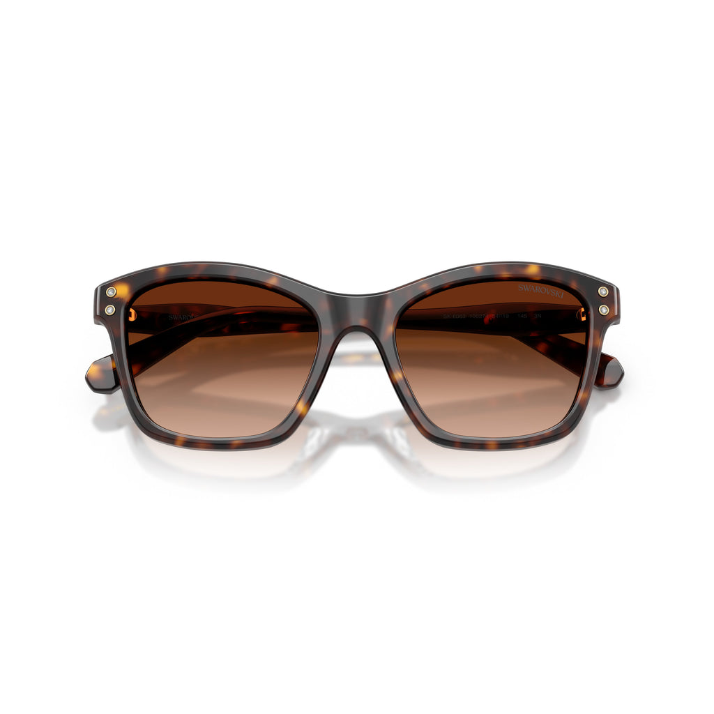 0Sk6063 Square Frame Tortoiseshell Sunglasses with Crystal Embellishments