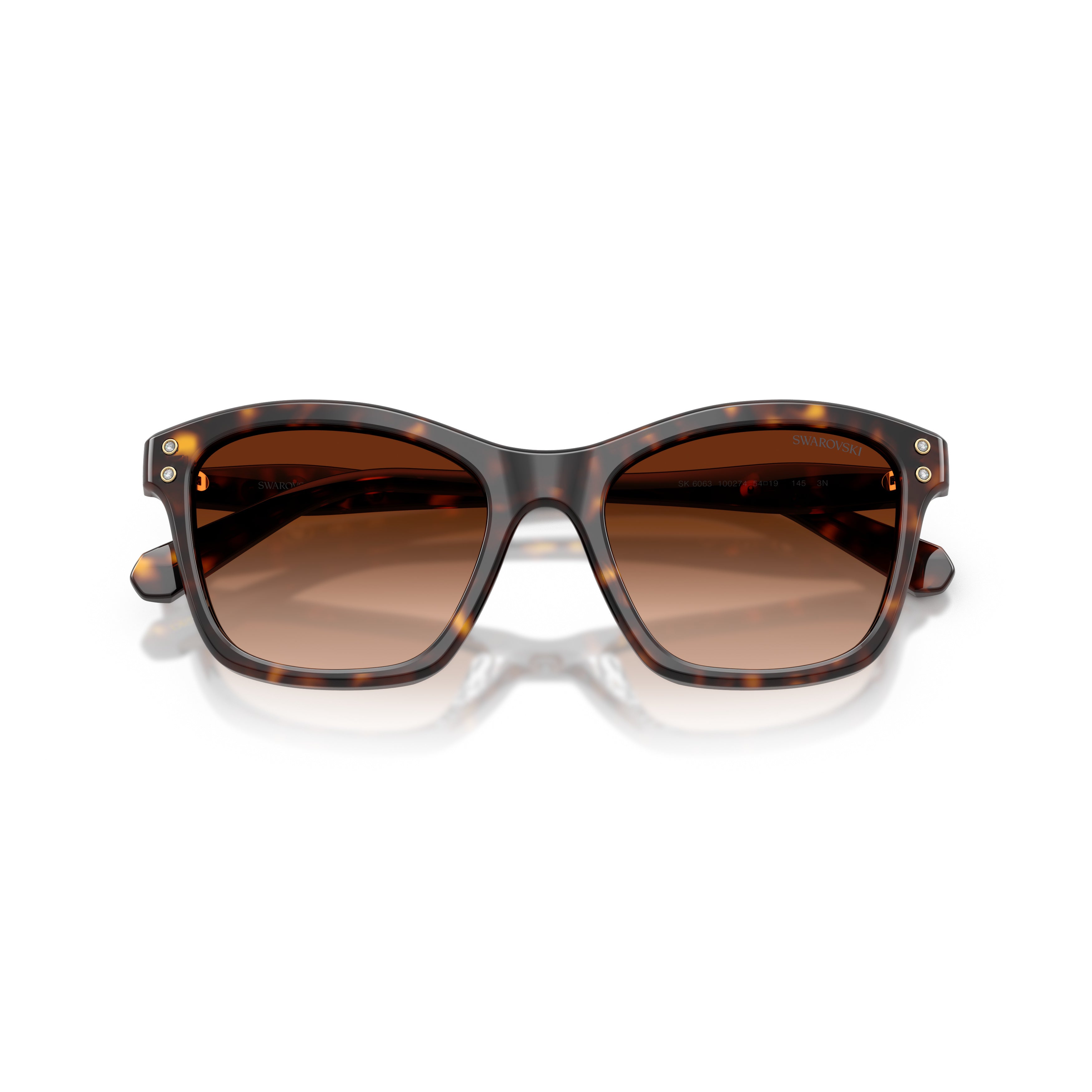 0Sk6063 Square Frame Tortoiseshell Sunglasses with Crystal Embellishments