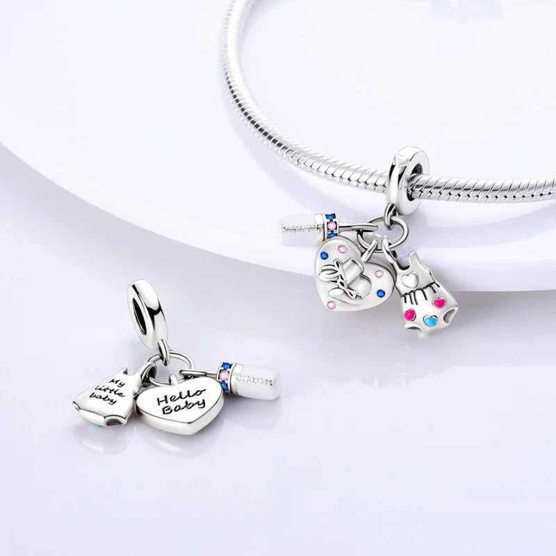 Baby Bottle and Shoes Dangle Charm