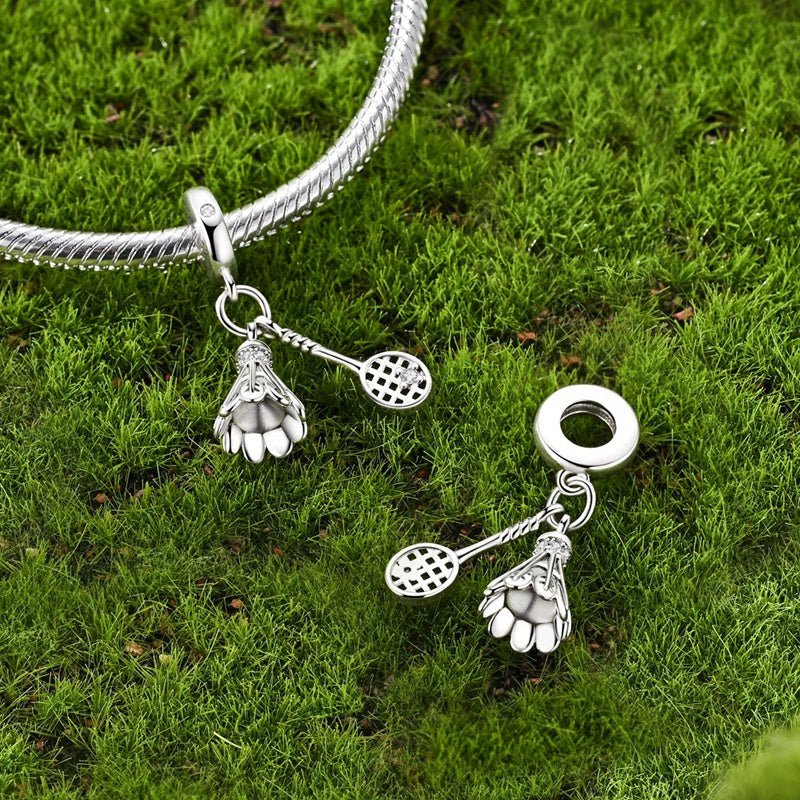 Badminton Shuttlecock & Racket Dangle Charm