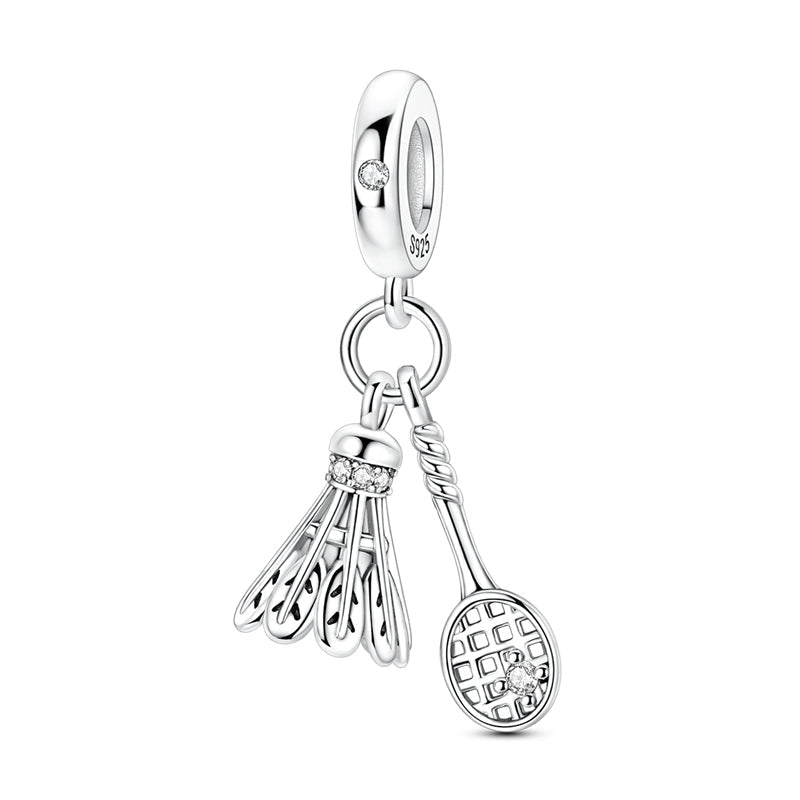 Badminton Shuttlecock & Racket Dangle Charm