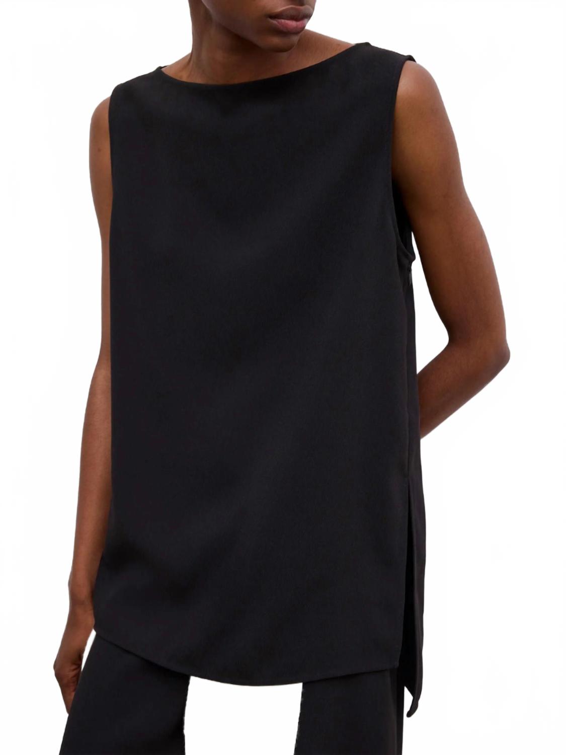 Sleeveless Crepe Top In Black