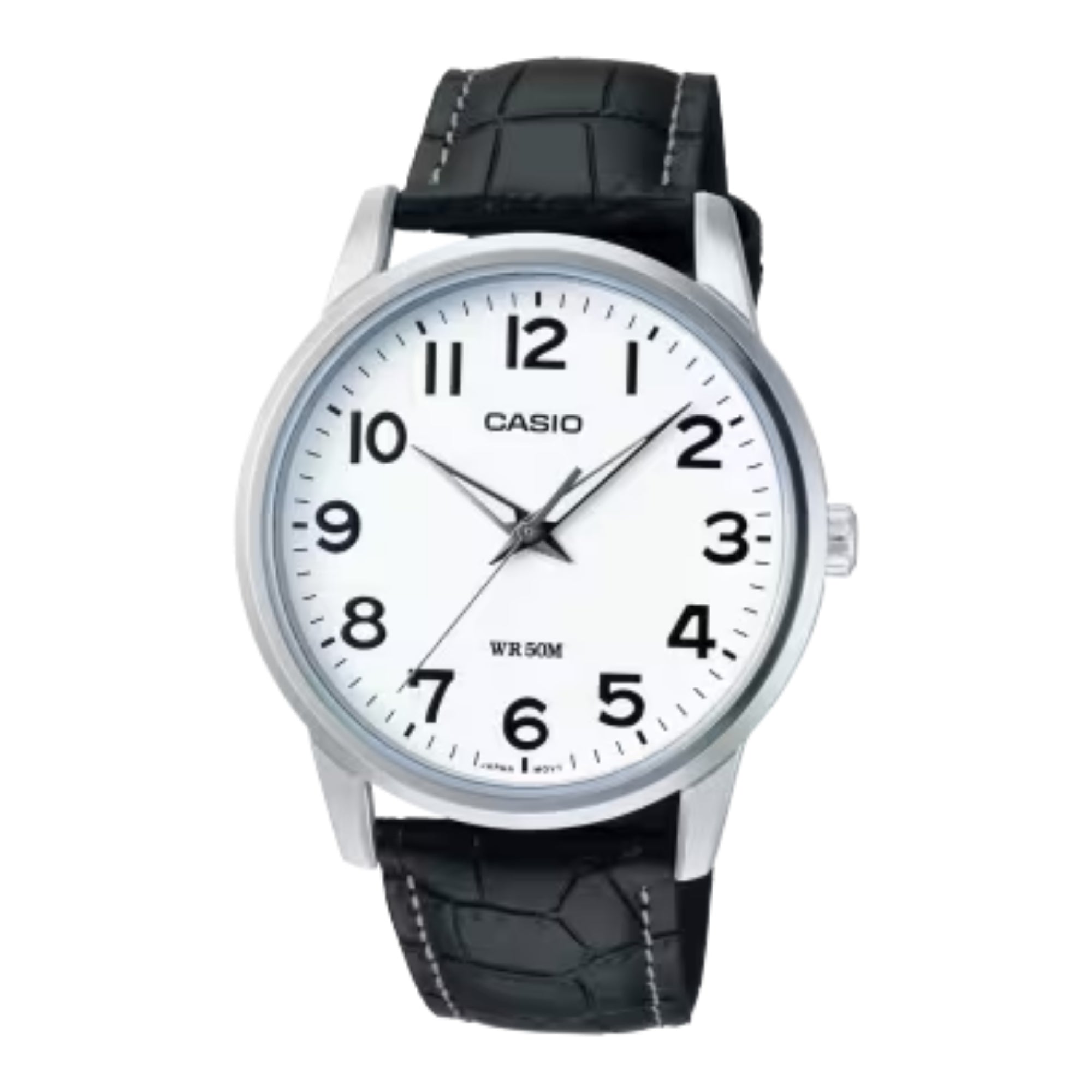 Casio Men’s Leather Band Analog Watch White Dial - MTP-1303L-7BV