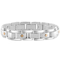 Men's Polished Steel Two Tone Gold Screwed 12mm Link  8.5 " Bracelet