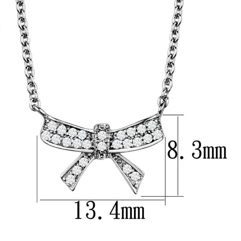 Rhodium Brass Chain Pendant with AAA Grade CZ in Clear