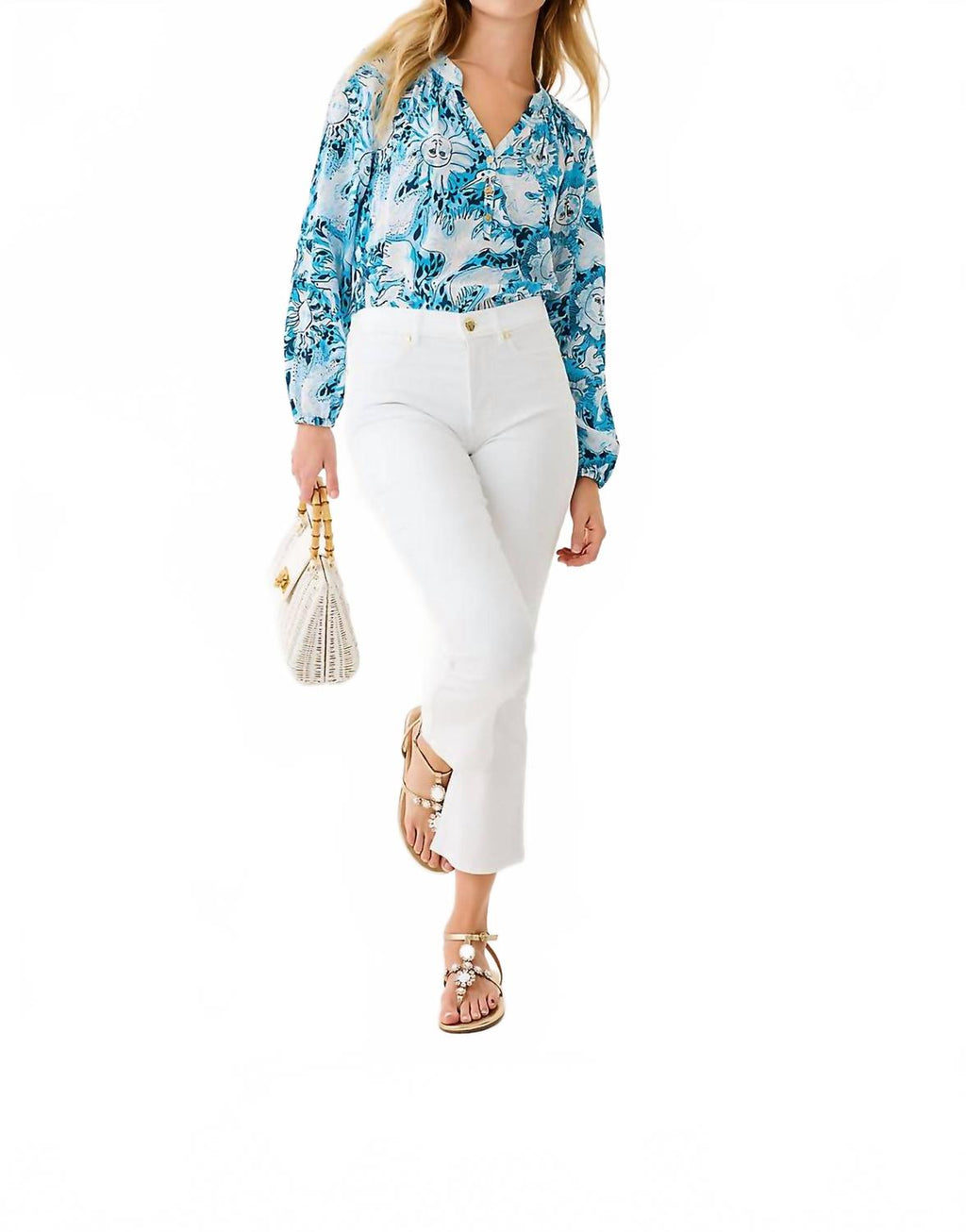 Elsa Silk Top In Lilly Gulls