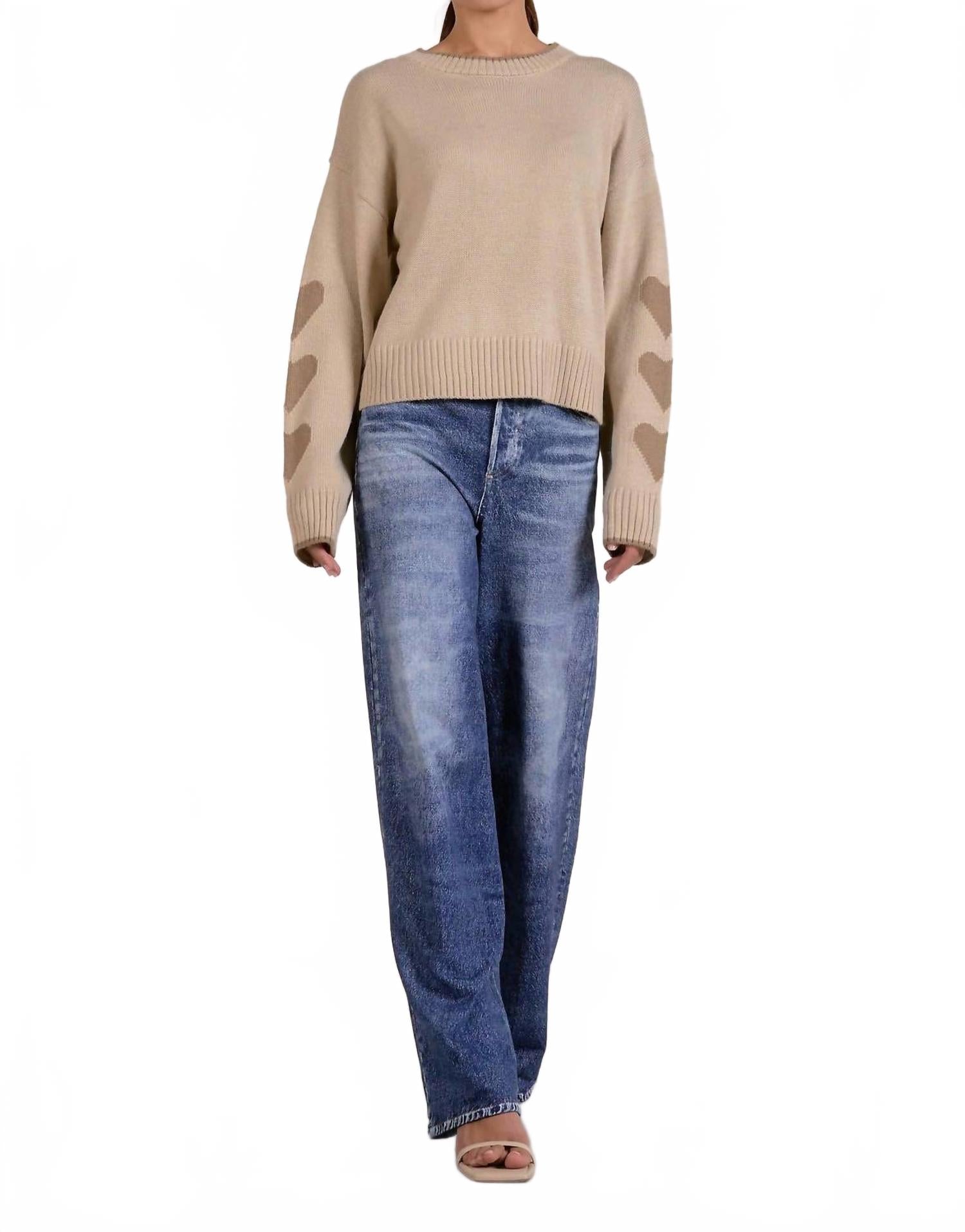 Hearts Sweater In Beige