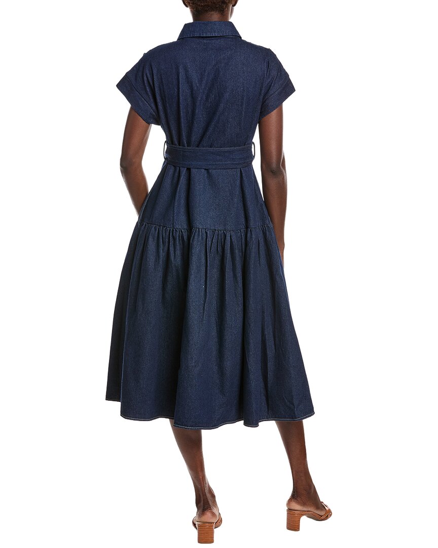 Gracia Chest Ruffle Work Denim Shirtdress