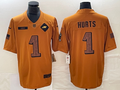 Men's Philadelphia Eagles Jalen Hurts #1 Brown 2023 Salute To Service Limited jersey