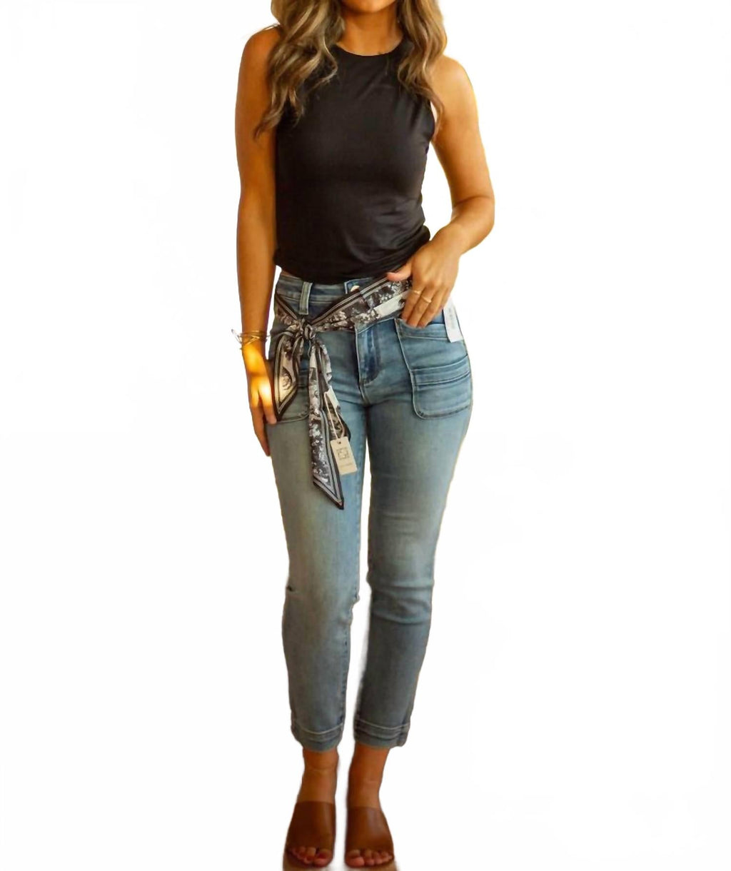 Reese High Waist Crop Skinny Jeans In Electric