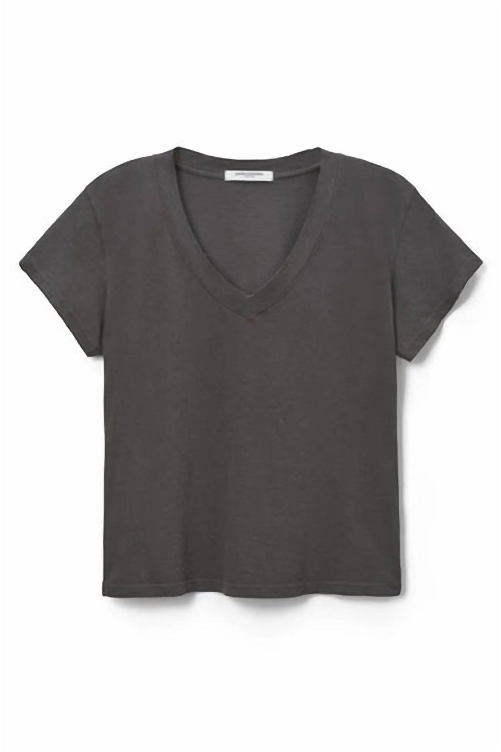 Hendrix Cotton Short Sleeve Boxy V Neck Tee In Vintage Black
