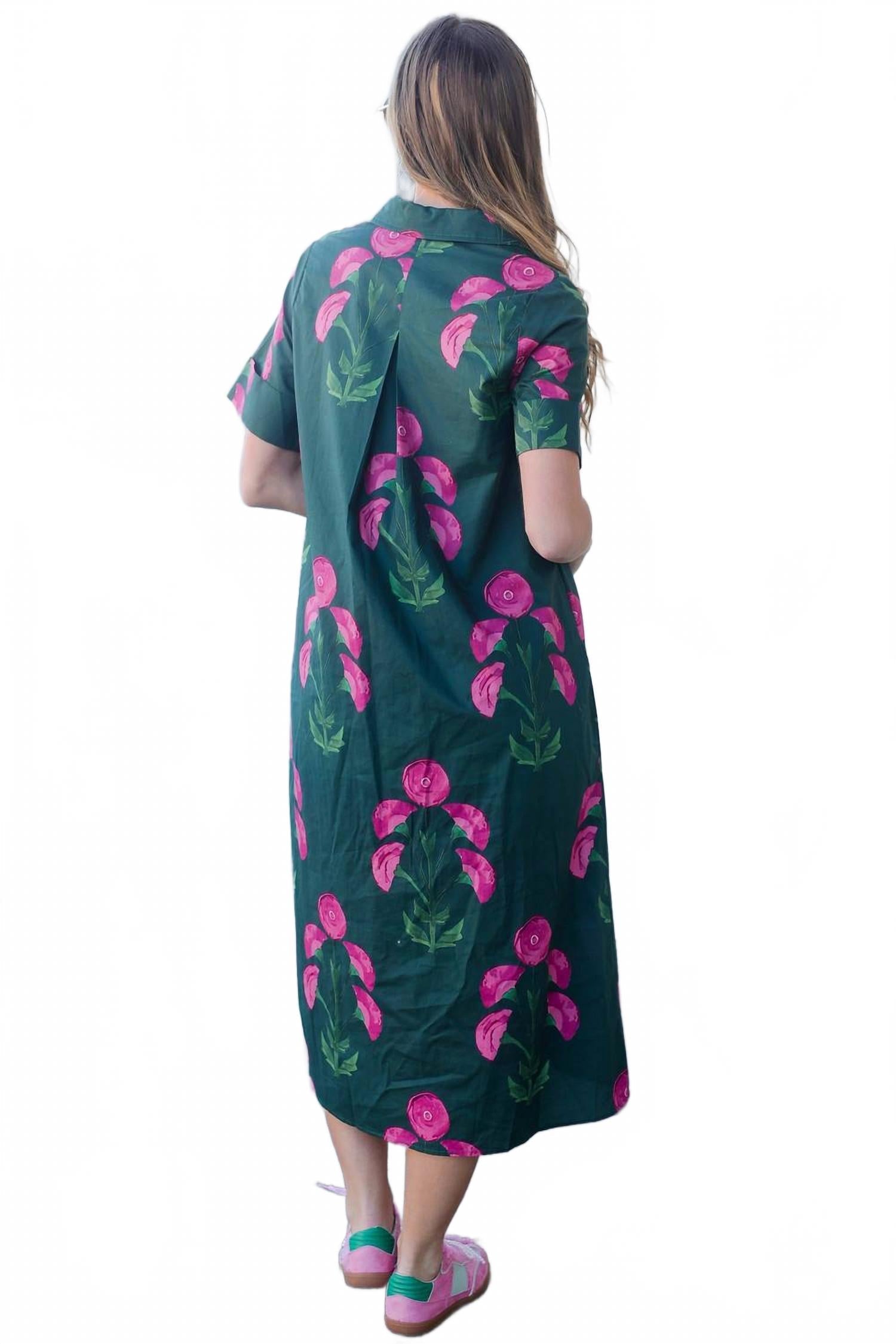 Lori Midi Dress In Hunter Green