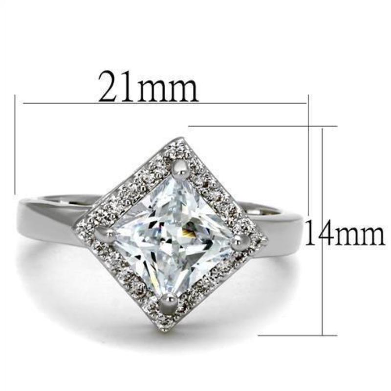 Rhodium Brass Ring with AAA Grade CZ in Clear