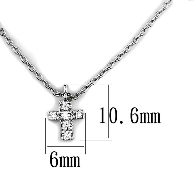 Rhodium Brass Chain Pendant with AAA Grade CZ in Clear