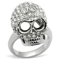 Rhodium White Metal Ring with Top Grade Crystal in Clear