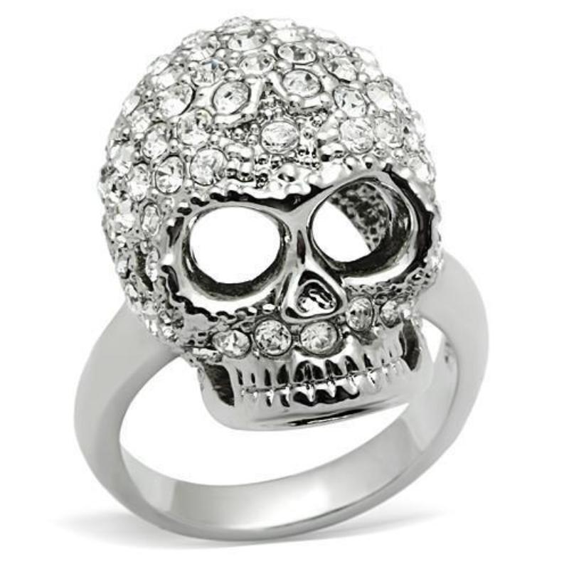 Rhodium White Metal Ring with Top Grade Crystal in Clear