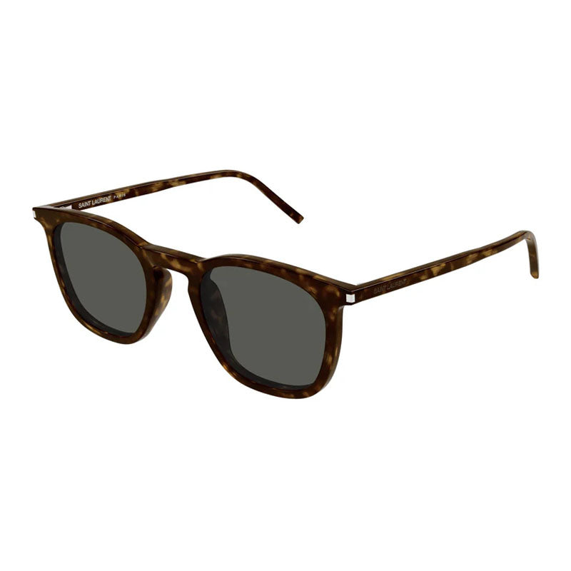 Saint Laurent Sunglasses Round Full Rim, Dark Havana Frame And Grey Lens Sl623002