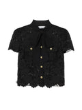 Self-Portrait Women Lace Tie Neck Top