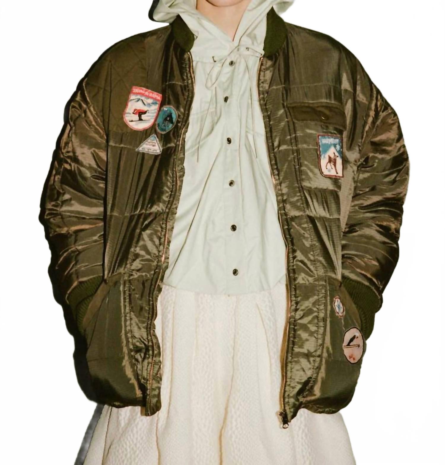 Eira Quilted Patched Puffer Jacket In Sea