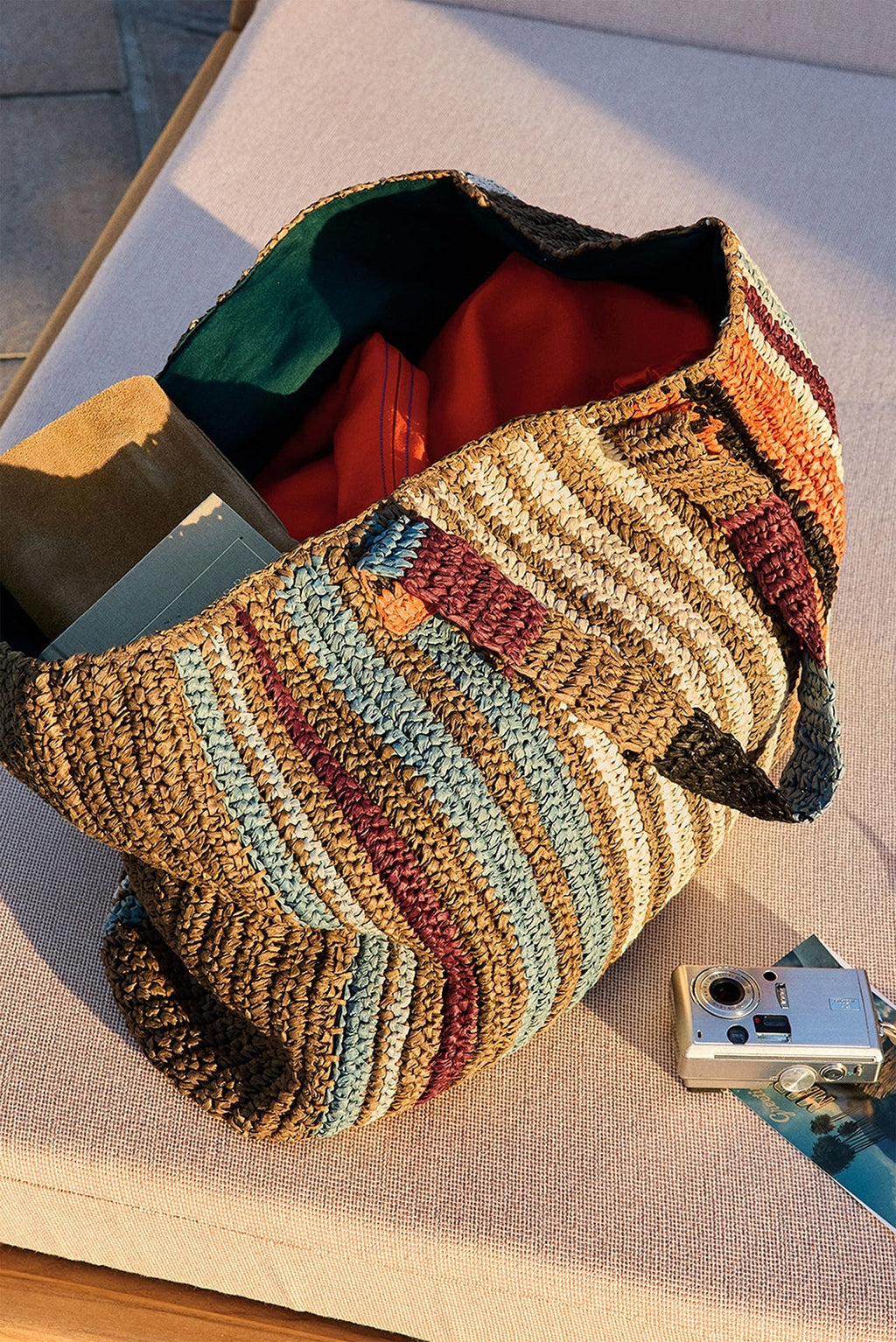 Women's Woven Striped Tote Bag