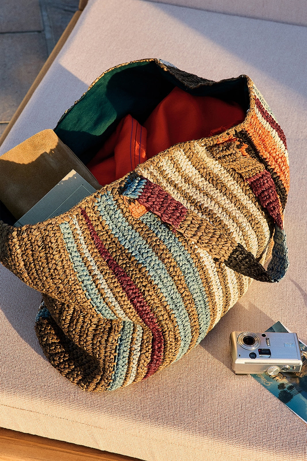 Women's Woven Striped Tote Bag