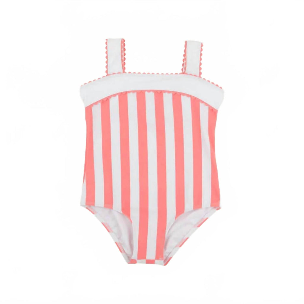 Girl's Shannon Bow Bathing Suit In Caicos Cabana Stripe