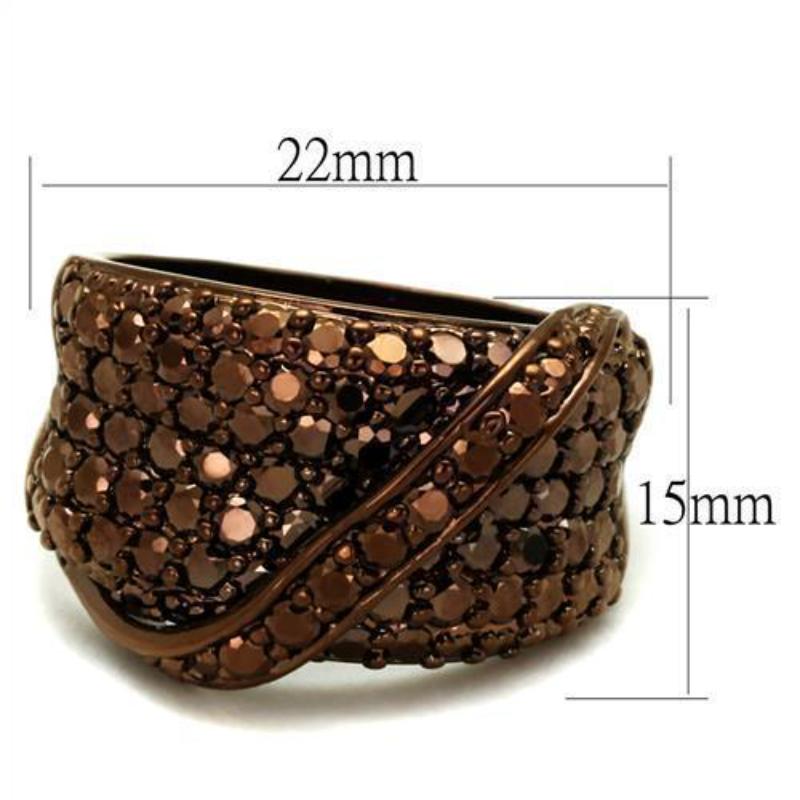IP Coffee light Brass Ring with AAA Grade CZ in Light Coffee