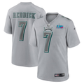 Men's Philadelphia Eagles Haason Reddick #7 Gray Super Bowl LVII Patch Atmosphere Fashion Game Jersey1