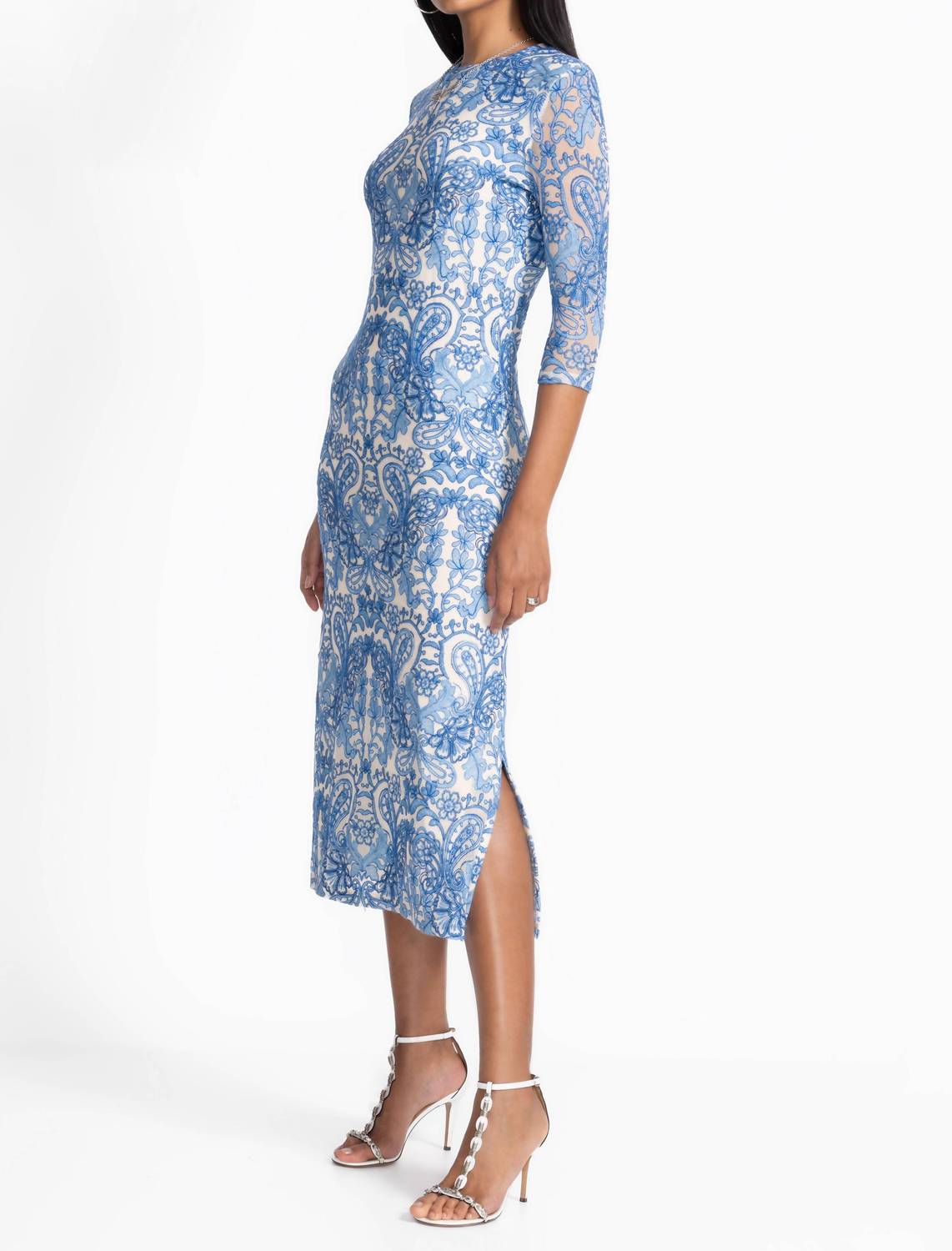 Wynifred Mesh Midi Dress In Jordi
