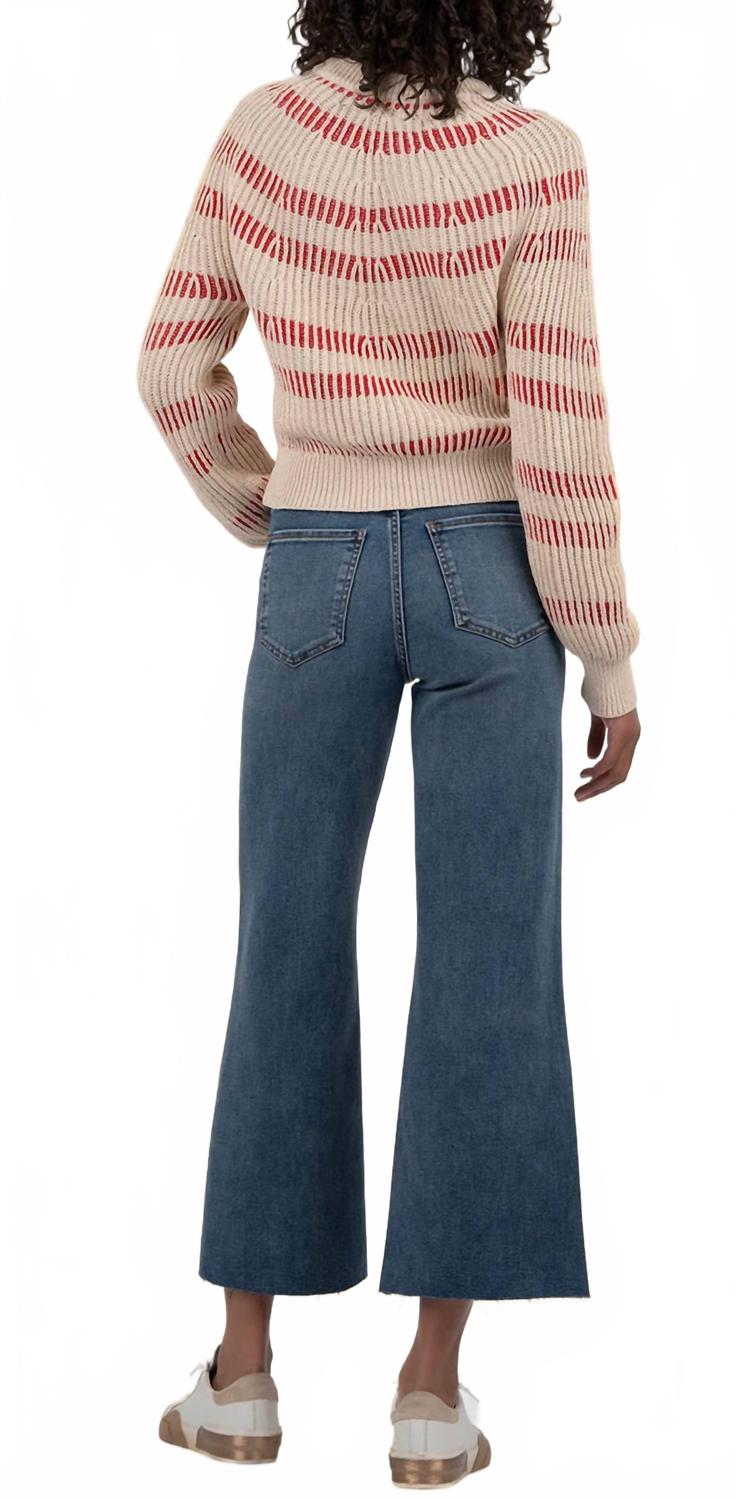 Reagen Stripe Crewneck Sweater In Taupe
